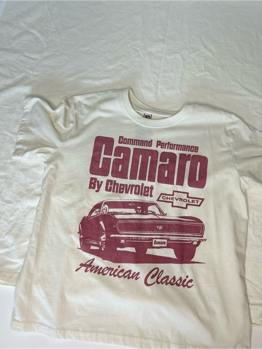 Chevrolet Camaro Graphic Tee - White with Maroon Print